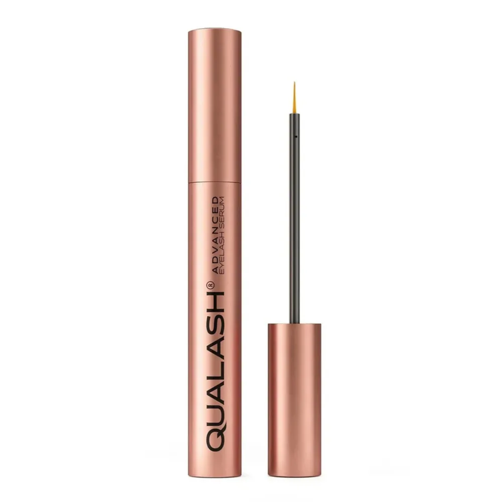 Qualash Advanced Eyelash Serum in a rose-gold tube